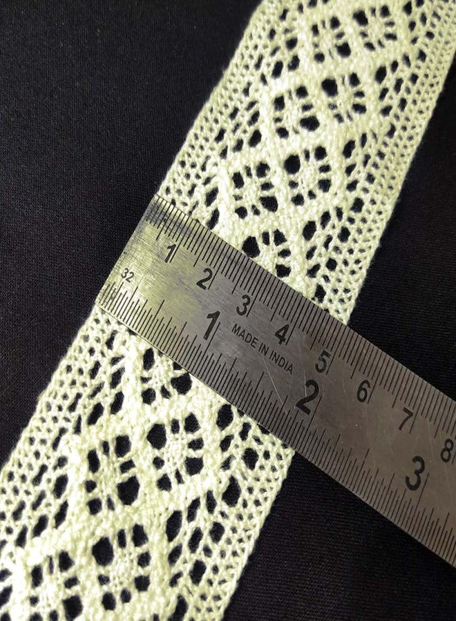Mezin Cotton Double Square Crossiya Lace Border for Dress, Kurtis, Dupatta, Bag, Craft and Decorations (5 Mtr-Off White) - Image 4
